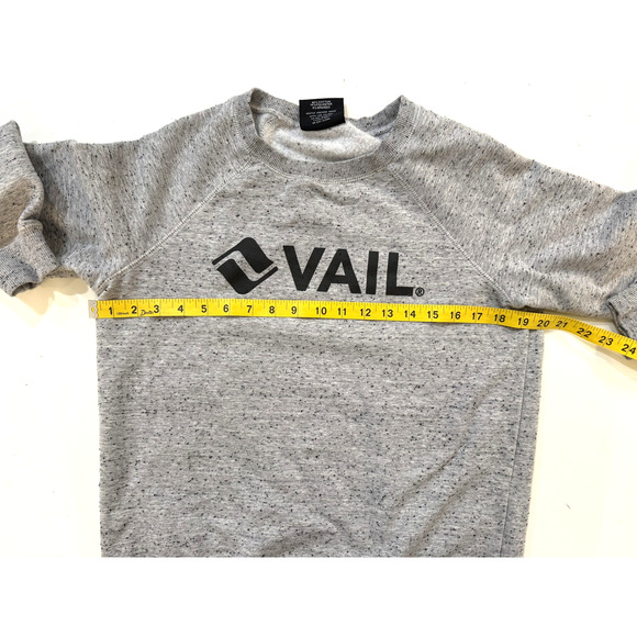 Vail Sweatshirt Womens Large Gray Heather Crewneck Raglan Logo Vail Resort Boxy - Picture 6 of 8